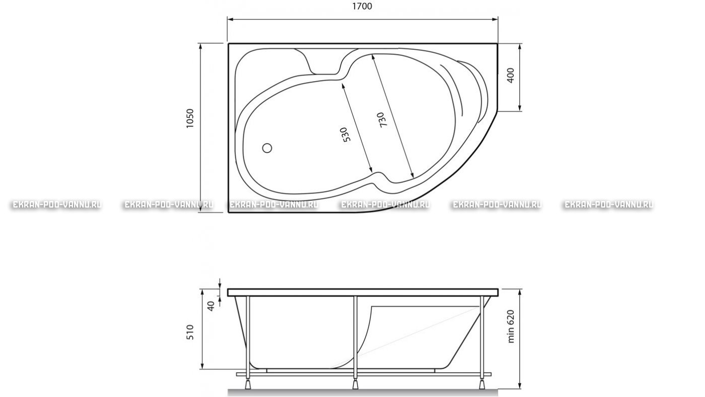 Акриловая ванна Relisan Sofi 170x105 – купить по цене 23480 руб. в интернет-магазине в городе Волгоград картинка 13