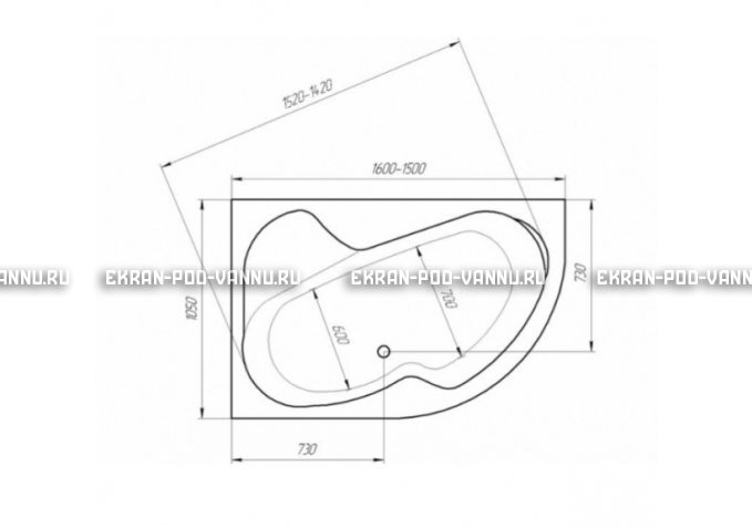Акриловая ванна 1MarKa Aura 150x105 – купить по цене 16250 руб. в интернет-магазине в городе Волгоград картинка 3