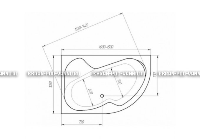 Акриловая ванна 1MarKa Imago 160x105 – купить по цене 16700 руб. в интернет-магазине в городе Волгоград картинка 3