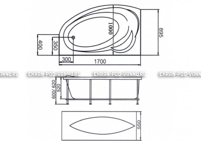Акриловая ванна 1MarKa Julianna 170x100 – купить по цене 21320 руб. в интернет-магазине в городе Волгоград картинка 3