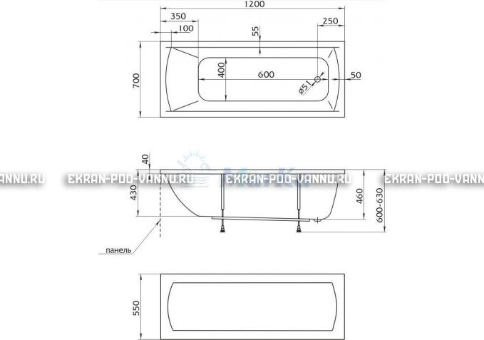 Акриловая ванна 1MarKa Modern 120x70 – купить по цене 7600 руб. в интернет-магазине в городе Волгоград картинка 4