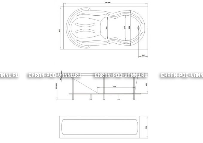 Акриловая ванна 1MarKa Taormina 180x90 – купить по цене 17670 руб. в интернет-магазине в городе Волгоград картинка 3