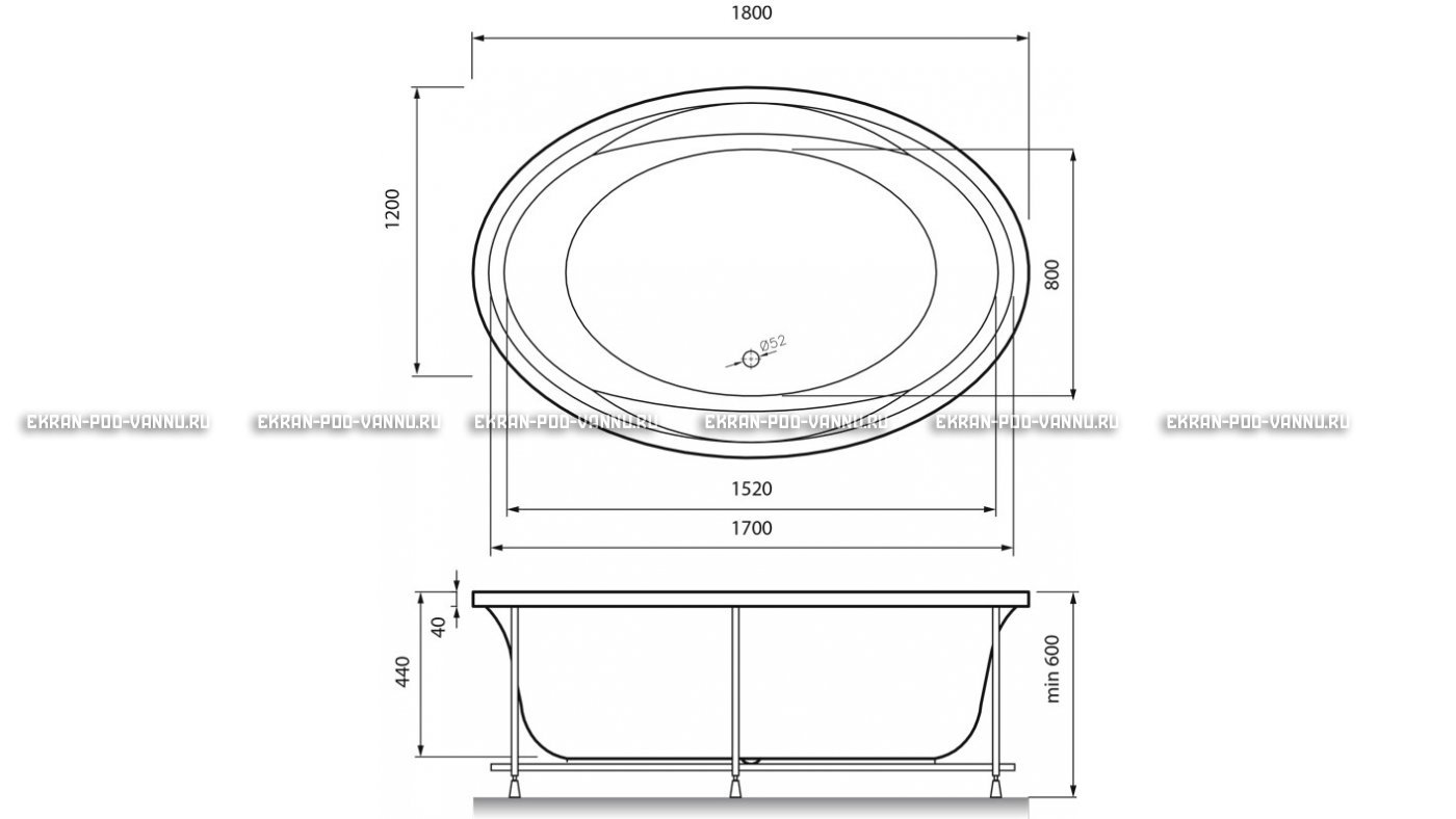 Акриловая ванна Vayer Opal 180x120 – купить по цене 33850 руб. в интернет-магазине в городе Волгоград картинка 13