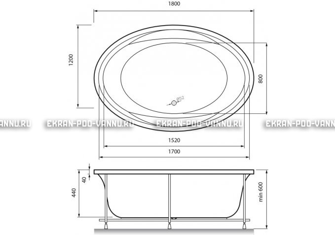Акриловая ванна Vayer Opal 180x120 – купить по цене 33850 руб. в интернет-магазине в городе Волгоград картинка 4
