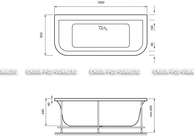 Акриловая ванна Vayer Options BTW 180x85 – купить по цене 25880 руб. в интернет-магазине в городе Волгоград картинка 4