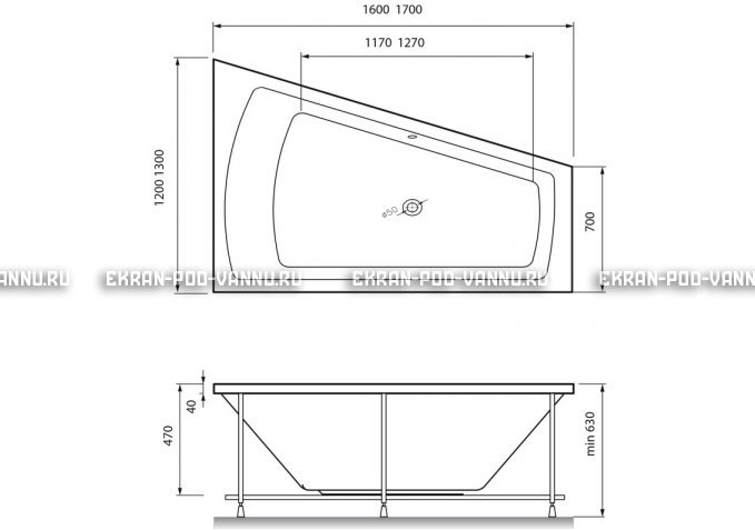 Акриловая ванна Vayer Trinitiy 170x130 – купить по цене 32590 руб. в интернет-магазине в городе Волгоград картинка 4